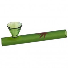 PIPA DE CRISTAL VERDE CON HOJA