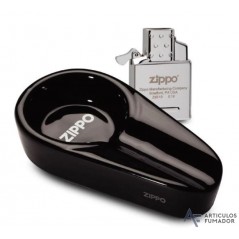 JUEGO DE CENICERO ZIPPO + INSERT DE GAS DOBLE LLAMA
