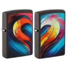 SET ENCENDEDOR ZIPPO COLOR NEGRO CORAZÓN DOS PIEZAS