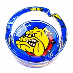 CENICERO CRISTAL THE BULLDOG AZUL LOGO 10 CM