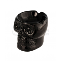 CENICERO DE MESA CALAVERA NEGRA CERÁMICA 12 X 4 CM