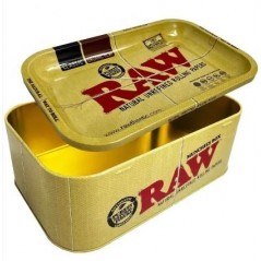 CAJA METÁLICA RAW GRANDE CON BANDEJA 28X18X10 CM