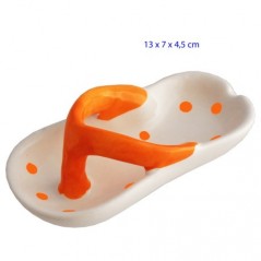 CENICERO DE MESA CHANCLA NARANJA Y BLANCA 13X7X5 CM