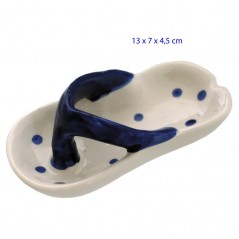 CENICERO DE MESA CHANCLA AZUL Y BLANCA 13X7X5 CM