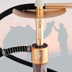 SHISHA DE ALUMINIO DORADO CON BASE CRISTAL 34 CM HORUS