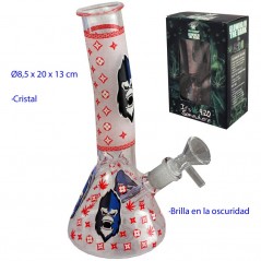 20 cm Bong de cristal brilla en la oscuridad