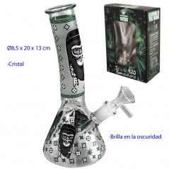 20 cm Bong de cristal brilla en la oscuridad