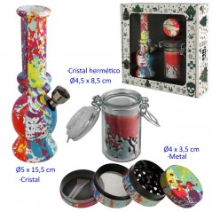 Set con bong, grinder y bote