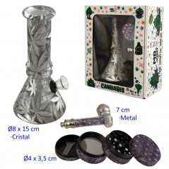 Set con bong, grinder y pipa