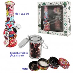 Set con bong, grinder y bote