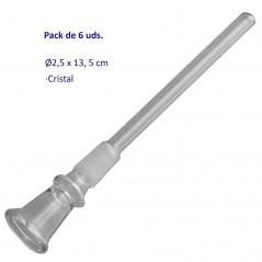 Pack de 6 Pipas Chillum de cristal 13,5 cm.