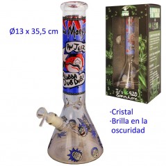 35,5 cm Bong de cristal brilla en la oscuridad