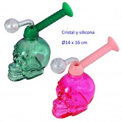 16 cm Bong de cristal y silicona colores surtidos aleatorios