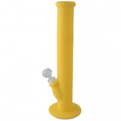 Ø11 x 36 cm. Bong amarillo de silicona médica con pipeta de cristal