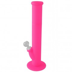 Ø11 x 36 cm.. Bong fucsia de silicona médica con pipeta de cristal