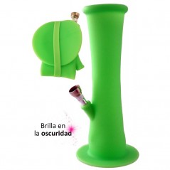 22 cm. Bong plegable verde en silicona sanitaria