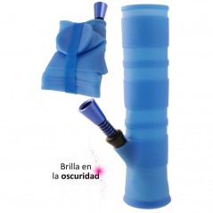 20 cm. Bong plegable azul en silicona sanitaria