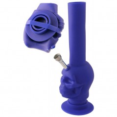 27 cm. Bong plegable azul de silicona sanitaria «Skull»