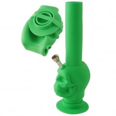 27 cm. Bong plegable verde de silicona sanitaria «Skull»