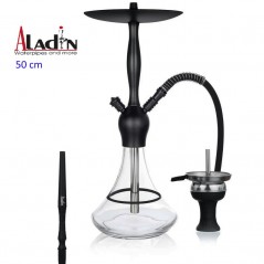 50 cm shisha ALADIN Captain Schwarz de aluminio negro con base de cristal...