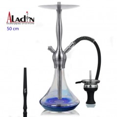 50 cm shisha ALADIN Captain Schwarz de aluminio plata con base de cristal...