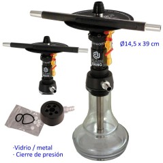 39 cm Shisha negra de aluminio con base de cristal