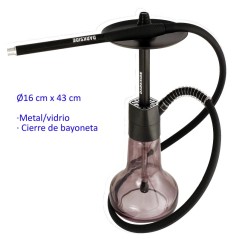 43 cm Shisha negra de aluminio con base de cristal