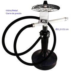 51 cm Shisha negra de aluminio con base de cristal