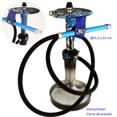 51 cm Shisha azul de aluminio con base de cristal