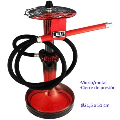 51 cm Shisha roja de aluminio con base de cristal
