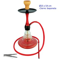 54 cm Shisha roja de aluminio con base de cristal