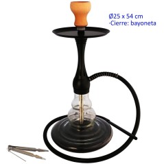 54 cm Shisha negra de aluminio con base de cristal