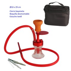 29 cm Shisha roja de aluminio con base de cristal