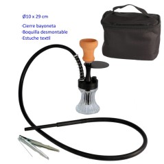 29 cm Shisha negra de aluminio con base de cristal