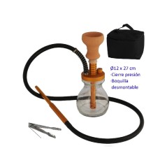 27 cm Shisha dorada de aluminio con base de cristal