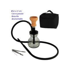 27 cm Shisha negra de aluminio con base de cristal