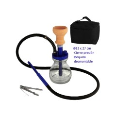 27 cm Shisha azul de aluminio con base de cristal