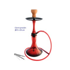 55 cm Shisha roja de aluminio con base de cristal