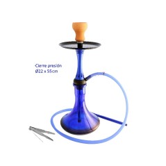 55 cm Shisha azul de aluminio con base de cristal