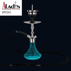 36 cm shisha ALADIN MVP360 de acero inox. y base fluorescente de cristal