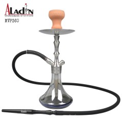 36 cm shisha ALADIN MVP360 de acero inox. y cristal transparente y negro