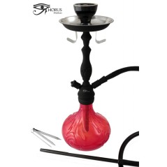 49 cm. Shisha «HORUS» de cristal en relieve roja, con 1 boquilla