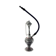 Shisha (pipa de agua) color plata/rojo con motivos egipcios