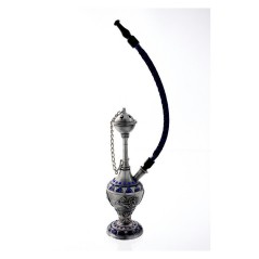 Shisha (pipa de agua) color plata/azul con motivos egipcios