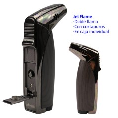 Encendedor turbo jet «PASSATORE Rio» gun metal/madera doble llama con...