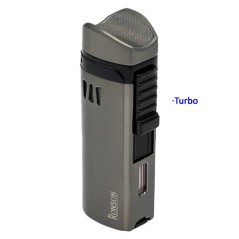 Encendedor turbo triple llama «Ronson» Mistral plata c/ cortapuros