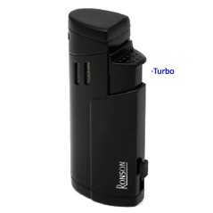 Encendedor turbo triple llama «Ronson» Cyclon negro c/cortapuros