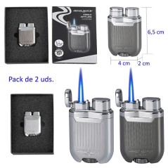 Pack con 2 encendedores jet flame «Silver Match» Bucarest