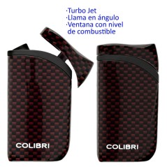 Encendedor turbo jet «COLIBRI Falcon II» rojo llama en ángulo con ventana...