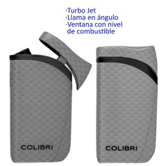 Encendedor turbo jet «COLIBRI Falcon II» plata llama en ángulo con...